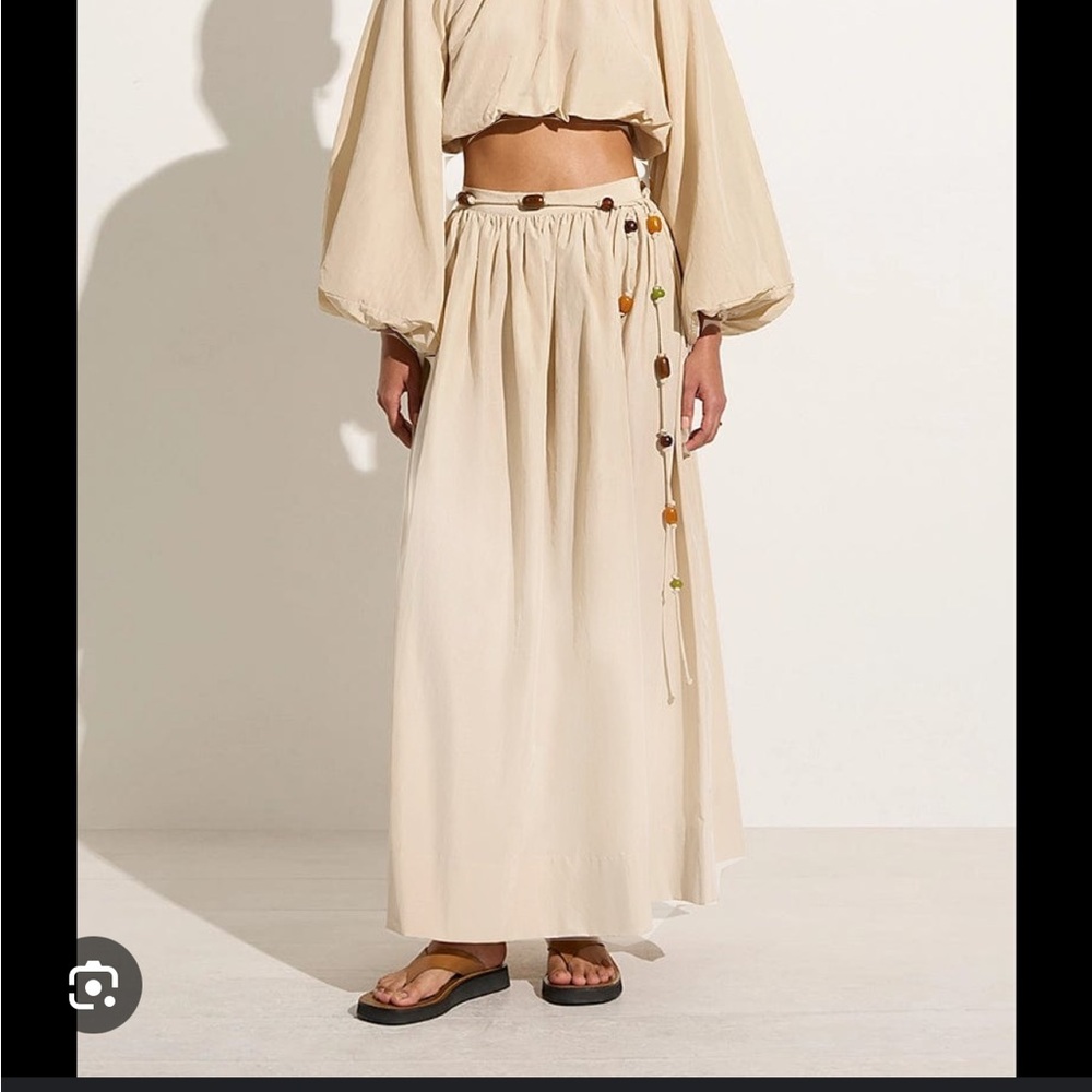 Faithfull the brand NWT Lido Cream Maxi Skirt with belt
